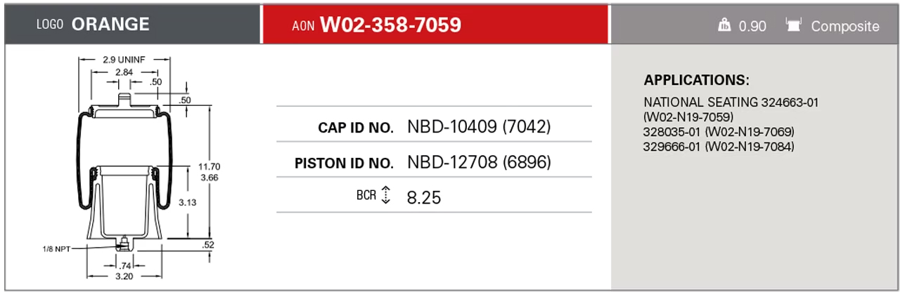 W02-358-7059 | 凡士通 Airide 空气弹簧