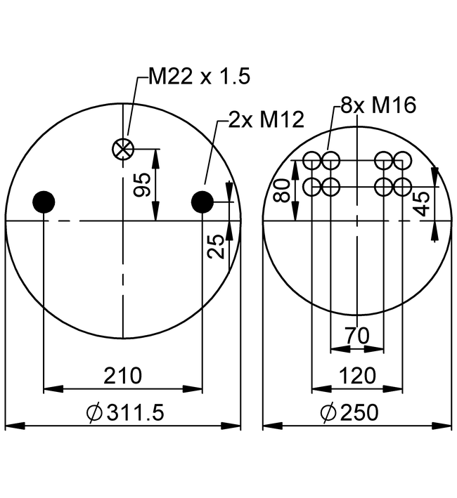 881 MB P30 | 康迪泰克空气弹簧 适用于 BPW 36 车桥