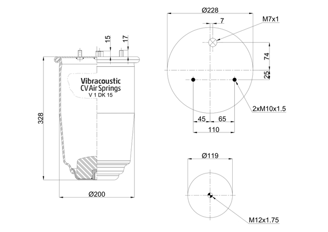 V 1 DK 15-917 NP | 威巴克 Aircruise 空气弹簧 适用于依维柯欧胜轻型商用车