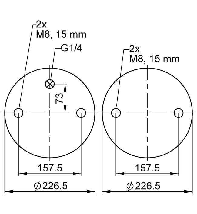 FD 330-30 1/4 M8 | 康迪泰克空气弹簧 适用于瀚瑞森车桥