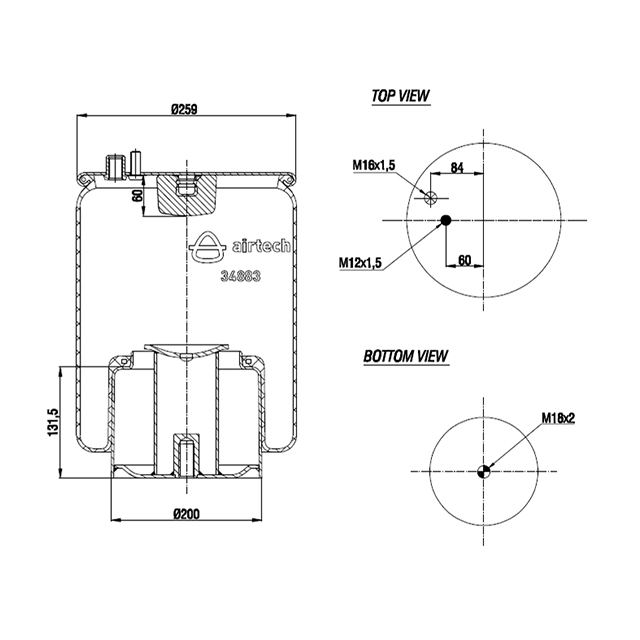 34883 K | Airtech Air Spring for MAN TGA Truck