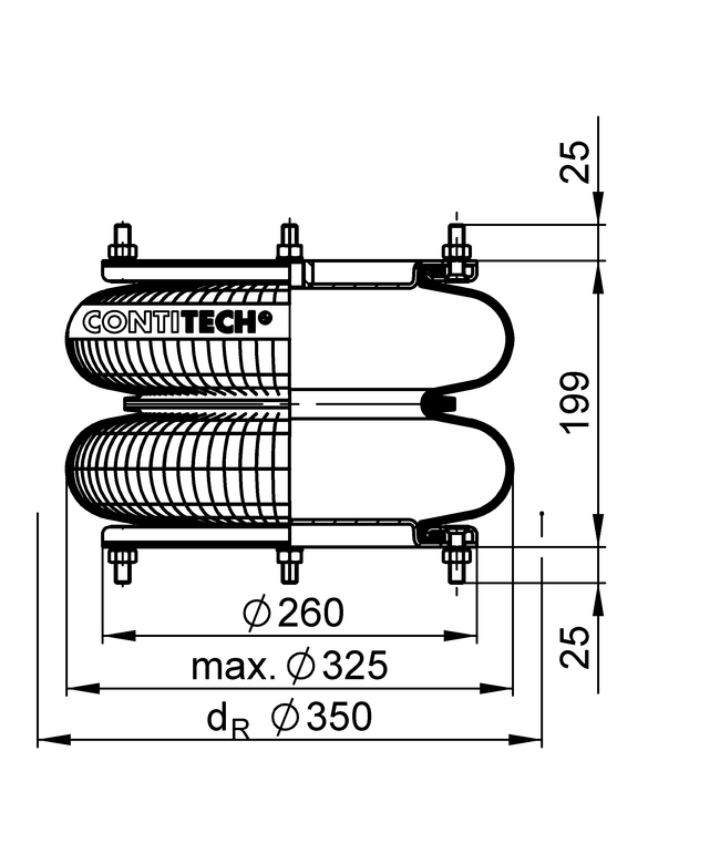 FD 412-18 1/2 M10 | 康迪泰克空气弹簧 适用于 Gigant 车桥
